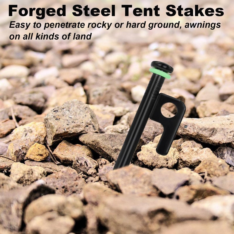 HOLANHING 8Pcs Tent Stakes, 16in Heavy Duty Tent Stakes with Storage Pouch, Dia 0.35" Forged Steel Stakes for Tent Used on Rocks, Grassland, Snowfield(8Pcs 16in Stakes) - Image 4